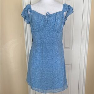 Hollister Chiffon OnOff The Shoulder Mini Dress Back Zip & Smocking Milkmaid